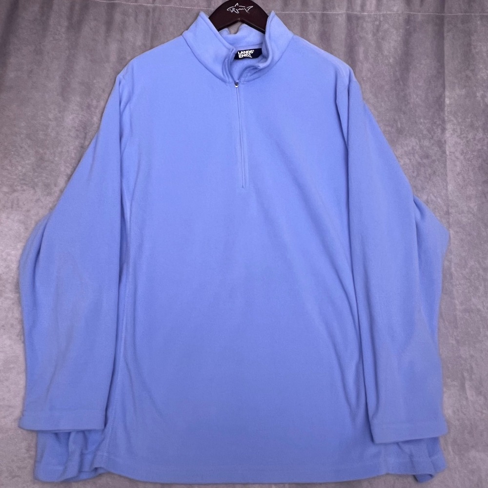 Lands' End Quarter Zip Fleece Men 3X Blue Excellent Lightweight Pullover